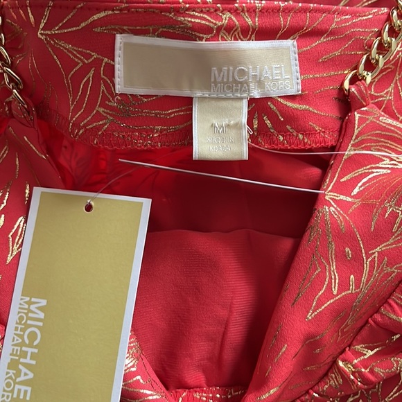 MICHAEL MICHAEL KORS SANGRIA Maxi Chain Dress Printed Sz Medium Orange and Gold - Picture 12 of 12